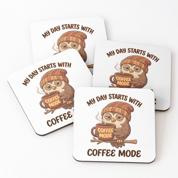 Item preview, My Day Starts With Coffee Mode Cartoon Owl designed and sold by chattsuede.