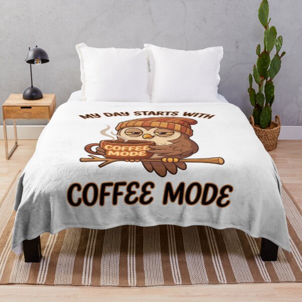 Item preview, My Day Starts With Coffee Mode Cartoon Owl designed and sold by chattsuede.