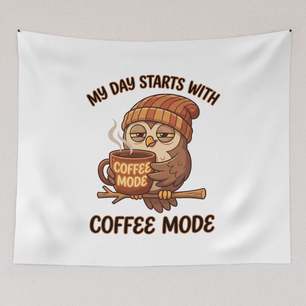 Item preview, My Day Starts With Coffee Mode Cartoon Owl designed and sold by chattsuede.