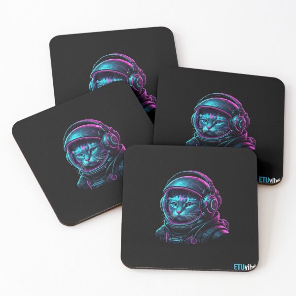 Item preview, Cyberpunk Astronaut Cat with Neon Headphones - ETUvibes Original designed and sold by etuvibes.