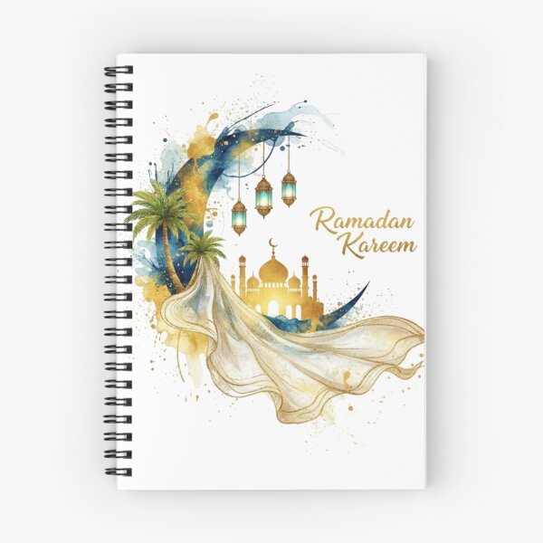 Item preview, Elegant Ramadan Kareem: Celestial Gold Crescent & Mosque Oasis designed and sold by MarElfArtelier.