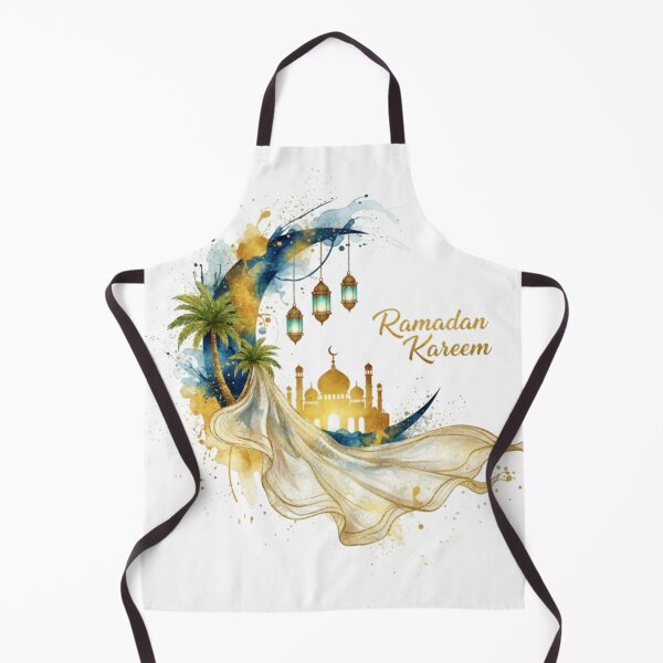 Item preview, Elegant Ramadan Kareem: Celestial Gold Crescent & Mosque Oasis designed and sold by MarElfArtelier.