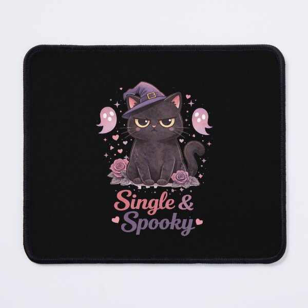 Item preview, Single & Spooky – Cute Witch Cat Halloween Anti-Valentine designed and sold by PunchDrop.