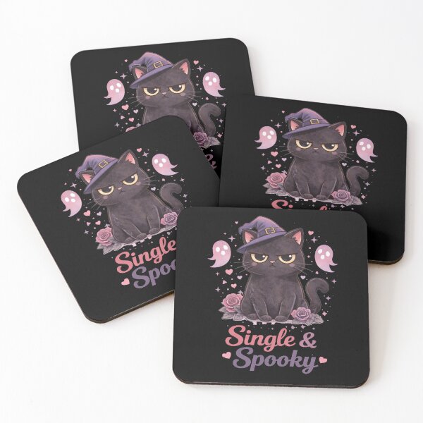 Item preview, Single & Spooky – Cute Witch Cat Halloween Anti-Valentine designed and sold by PunchDrop.
