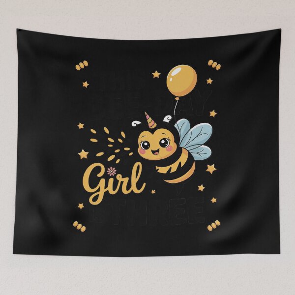 Item preview, Kids 3rd Birthday Girl Bee Themed 3 Year Old Bday Matching Party designed and sold by andreaswest.