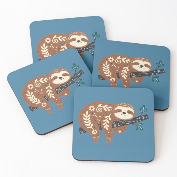 Item preview, Branch‑Lying Sloth & Motifs STICKER/MAGNET PACK – Scandinavian Folk Art by heidiannemorris © designed and sold by FOLK ART FUSION by heidiannemorris.
