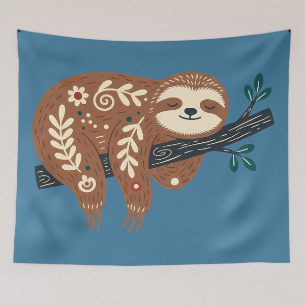 Item preview, Branch‑Lying Sloth & Motifs STICKER/MAGNET PACK – Scandinavian Folk Art by heidiannemorris © designed and sold by FOLK ART FUSION by heidiannemorris.