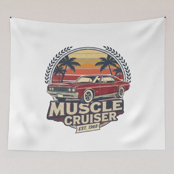 Item preview, Vintage Muscle Cruiser Classic American Muscle Car Sunset Design designed and sold by Auto   apparel.