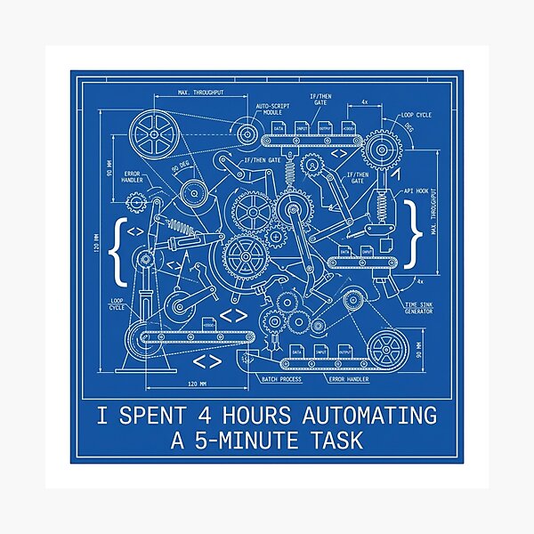 Item preview, I Spent 4 Hours Automating A 5-Minute Task Blueprint designed and sold by chattsuede.