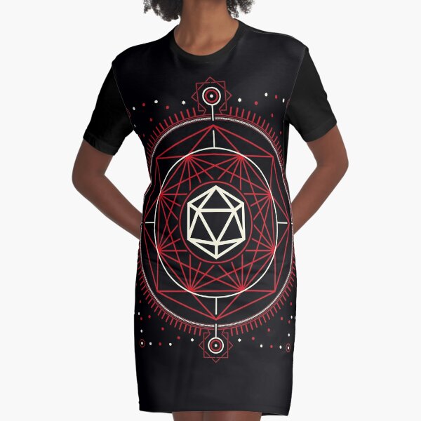 Polyhedral D20 Dice Tabletop RPG Gaming Graphic T-Shirt Dress