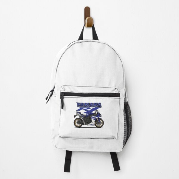Item preview, Yamaha R1 2009 White Blue with Gold Wheels – Classic Superbike Illustration designed and sold by enzoade.