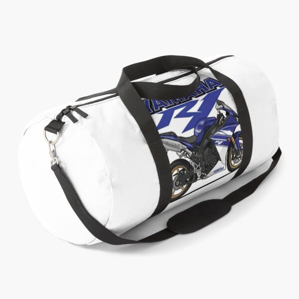 Item preview, Yamaha R1 2009 White Blue with Gold Wheels – Classic Superbike Illustration designed and sold by enzoade.