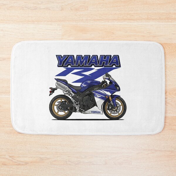 Item preview, Yamaha R1 2009 White Blue with Gold Wheels – Classic Superbike Illustration designed and sold by enzoade.