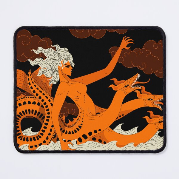 Item preview, scylla sea monster in ancient orange greek vase style designed and sold by matintheworld ( delcarmat ).