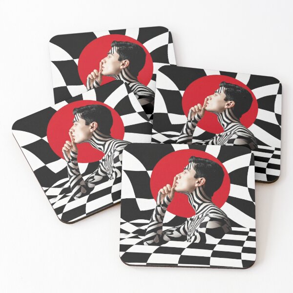 Item preview, Squared Spectrum - Silent Illusion – Geometric Op Art Optical Illusion Black & White Checkered with Red Sun designed and sold by AnTartstudios.
