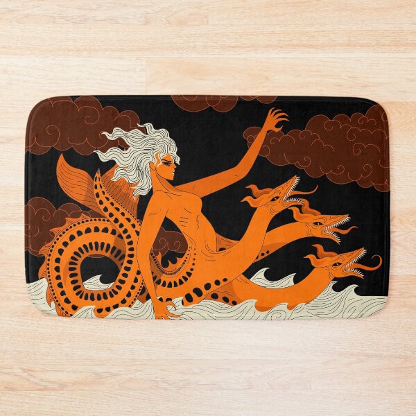 Item preview, scylla sea monster in ancient orange greek vase style designed and sold by matintheworld ( delcarmat ).