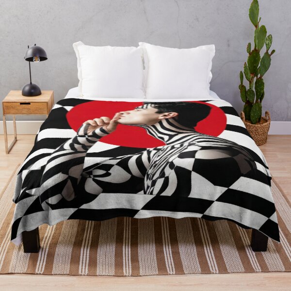 Item preview, Squared Spectrum - Silent Illusion – Geometric Op Art Optical Illusion Black & White Checkered with Red Sun designed and sold by AnTartstudios.