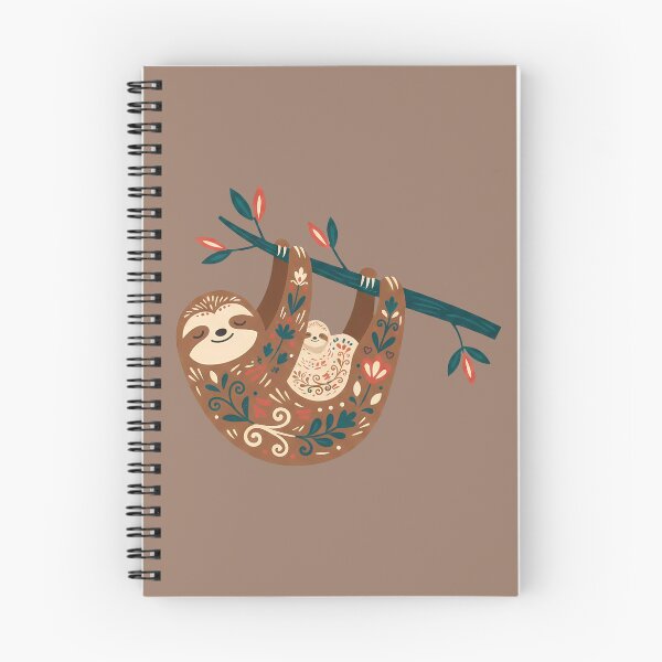 Item preview, Mother & Baby Sloth Under Branch STICKER/MAGNET PACK – Scandinavian Folk Art by heidiannemorris © designed and sold by FOLK ART FUSION.