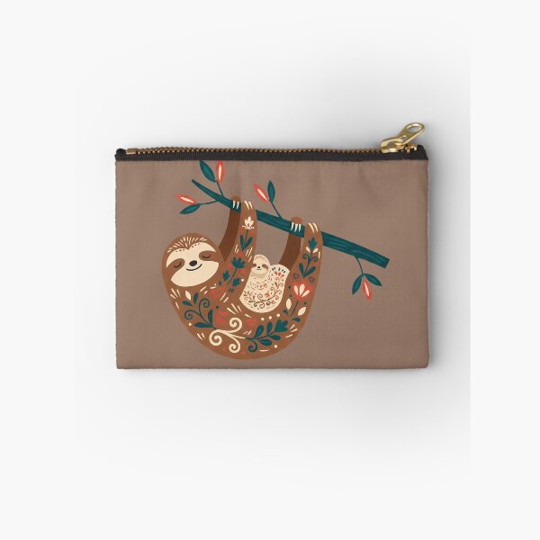 Item preview, Mother & Baby Sloth Under Branch STICKER/MAGNET PACK – Scandinavian Folk Art by heidiannemorris © designed and sold by FOLK ART FUSION by heidiannemorris.