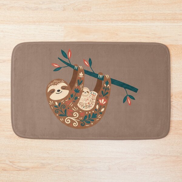 Item preview, Mother & Baby Sloth Under Branch STICKER/MAGNET PACK – Scandinavian Folk Art by heidiannemorris © designed and sold by FOLK ART FUSION by heidiannemorris.
