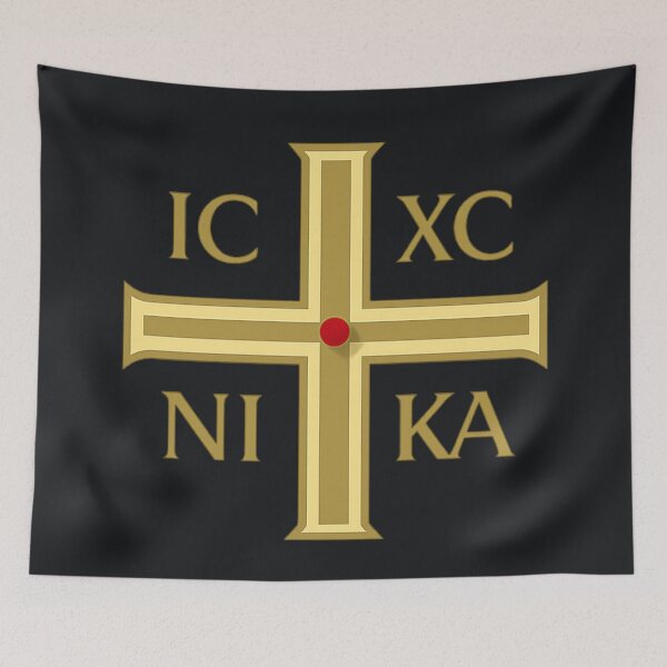Item preview, IC XC NIKA — Minimal Victory Cross (Antique Gold) designed and sold by Sanctum Icons.