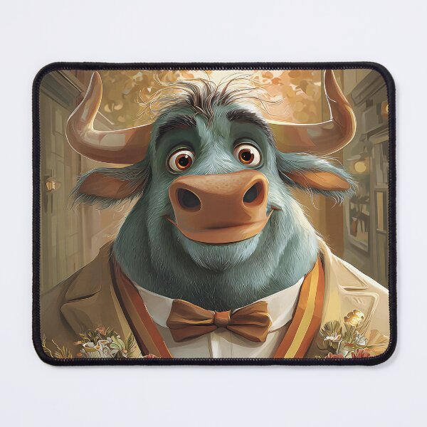 Item preview, Cheerful Bull with Flowers in a City Setting designed and sold by Artessie.