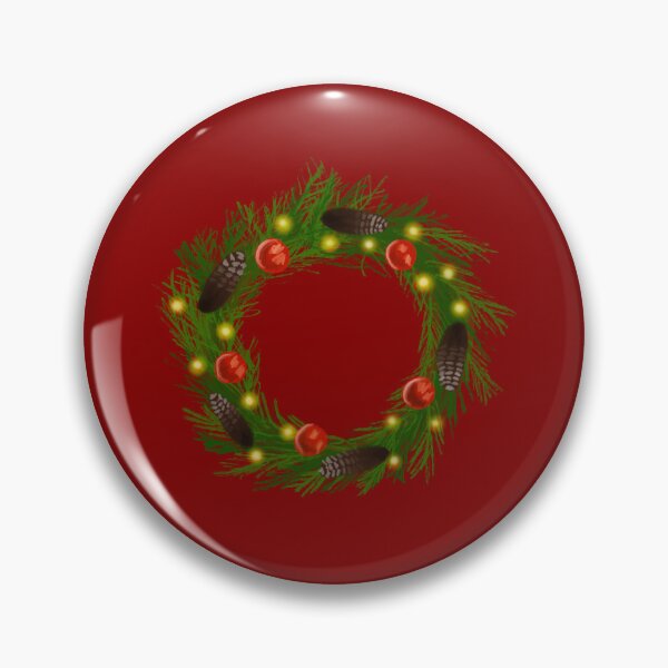 Artikelvorschau, Illustration eines weihnachtlichen Kiefernkranzes mit Zapfen und roten Beeren entworfen und verkauft von creativevandal.