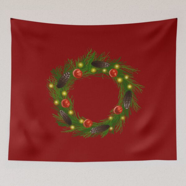 Item preview, Christmas Pine Wreath with Cones and Red Berries Illustration designed and sold by creativevandal.