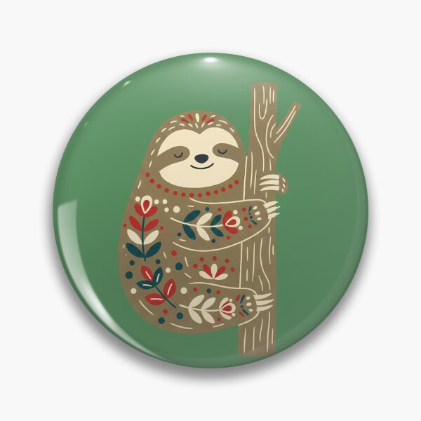 Item preview, Tree‑Hugging Sloth & Motifs STICKER/MAGNET PACK – Scandinavian Folk Art by heidiannemorris © designed and sold by FOLK ART FUSION by heidiannemorris.