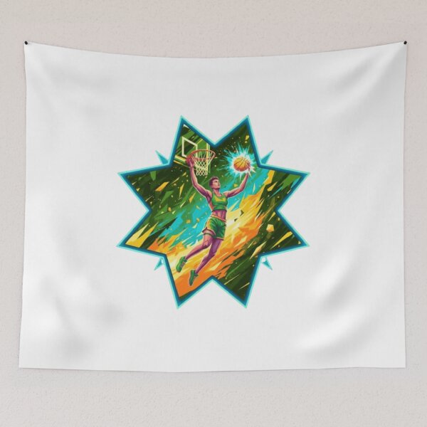 Item preview, Neon Basketball Slam Dunk - Dynamic Cyberpunk Hoops Art designed and sold by t-shirt studio.