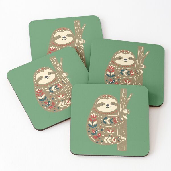 Item preview, Tree‑Hugging Sloth & Motifs STICKER/MAGNET PACK – Scandinavian Folk Art by heidiannemorris © designed and sold by FOLK ART FUSION by heidiannemorris.