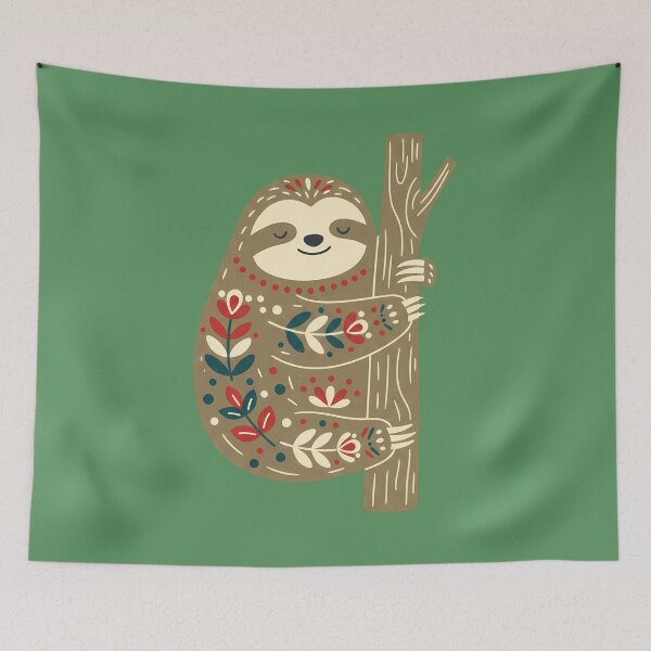 Item preview, Tree‑Hugging Sloth & Motifs STICKER/MAGNET PACK – Scandinavian Folk Art by heidiannemorris © designed and sold by FOLK ART FUSION by heidiannemorris.