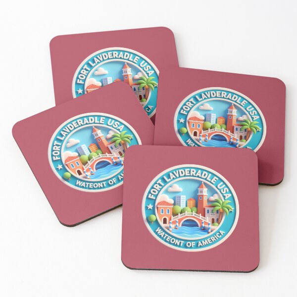 Item preview,  Fort Lauderdale USA – Cute 3D Waterfront City Label | Venice of America Illustration,  designed and sold by PaintMeWorld.