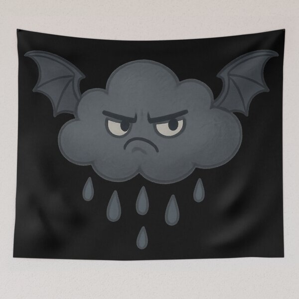Item preview, Grumpy Rain Cloud with Bat Wings – Cute Moody Goth Aesthetic designed and sold by Mouraludia.