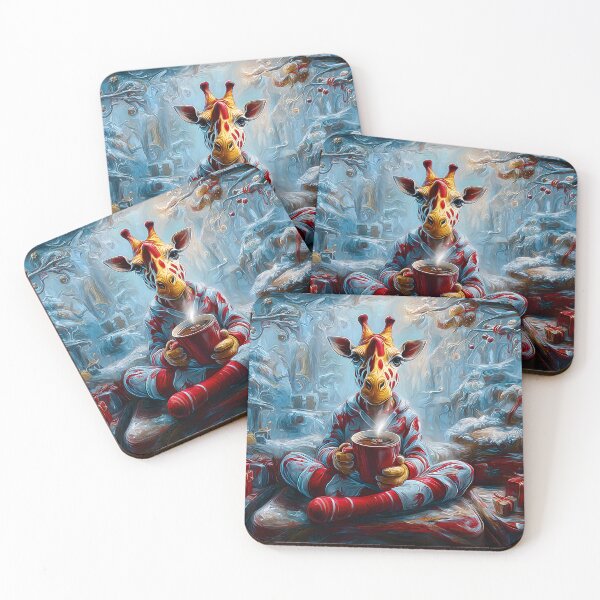 Item preview, Giraffe in Pajamas Sipping Hot Cocoa by the Fire designed and sold by Artessie.