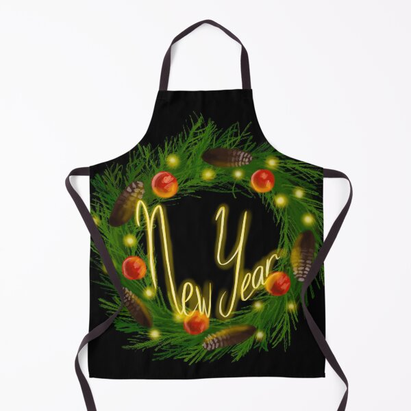 Item preview, New Year Pine Wreath with Glowing Lettering Illustration designed and sold by creativevandal.