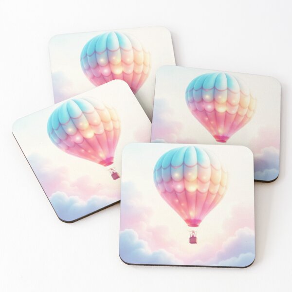 Item preview, Whimsical Mystical Flying Air Balloon Light Colors Clouds with Flying Air Balloon designed and sold by bestggraphico.
