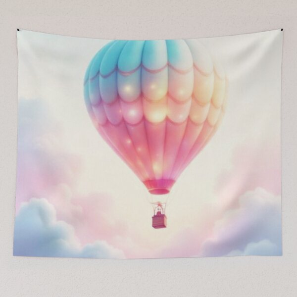 Item preview, Whimsical Mystical Flying Air Balloon Light Colors Clouds with Flying Air Balloon designed and sold by bestggraphico.