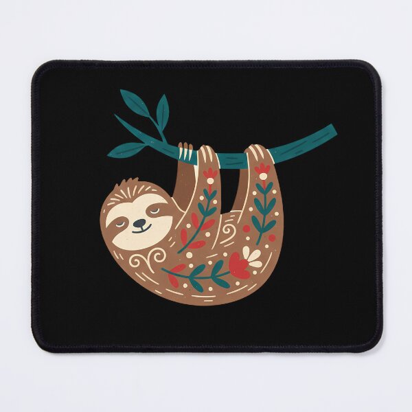 Item preview, Smiling Hanging Sleepy Sloth & Motifs STICKER/MAGNET PACK – Scandinavian Folk Art by heidiannemorris © designed and sold by FOLK ART FUSION.