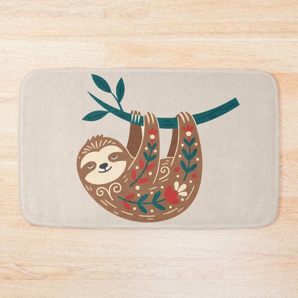 Item preview, Smiling Hanging Sleepy Sloth & Motifs STICKER/MAGNET PACK – Scandinavian Folk Art by heidiannemorris © designed and sold by FOLK ART FUSION by heidiannemorris.