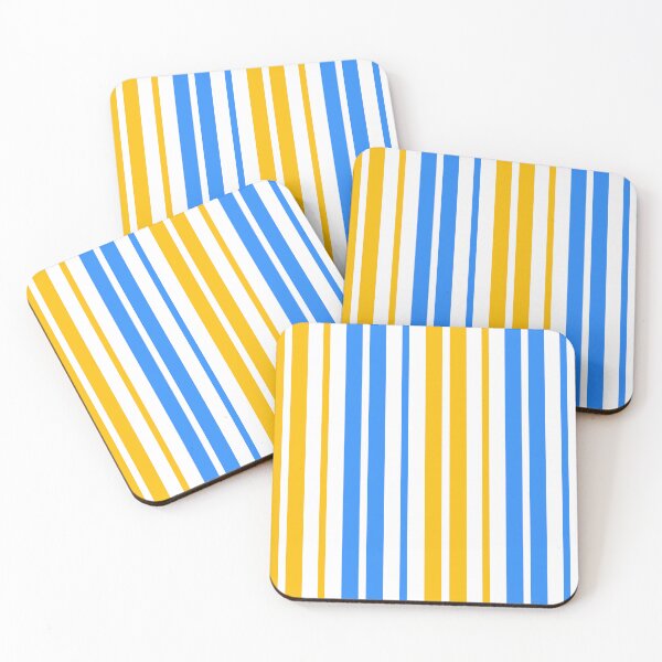 Item preview, Yellow Blue Stripes On White Pattern Design  designed and sold by PatternTitan.