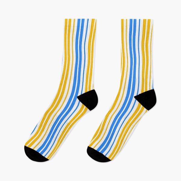 Item preview, Yellow Blue Stripes On White Pattern Design  designed and sold by PatternTitan.