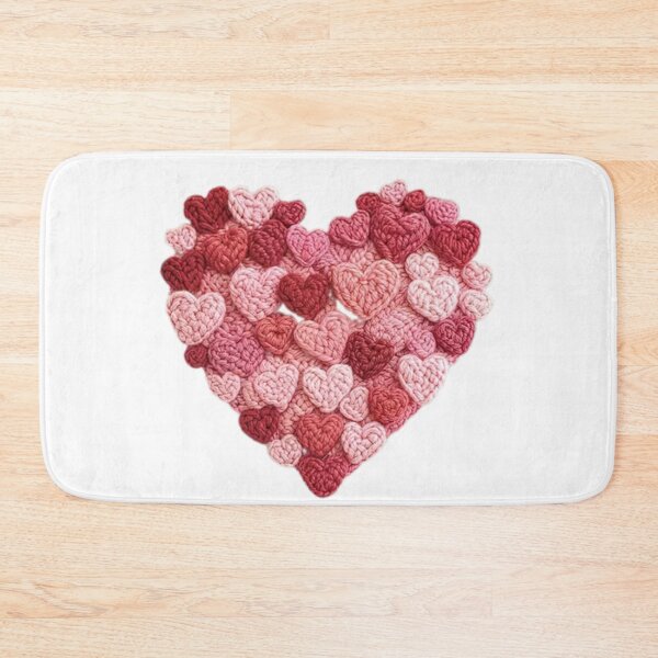 Item preview, Crochet Heart Valentine Girly Love Cozy Pink Handmade look design designed and sold by MerryHillStudio.