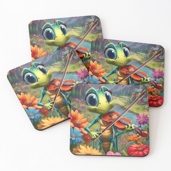 Item preview, Colorful grasshopper Playing Violin in a Flower Field designed and sold by Artessie.