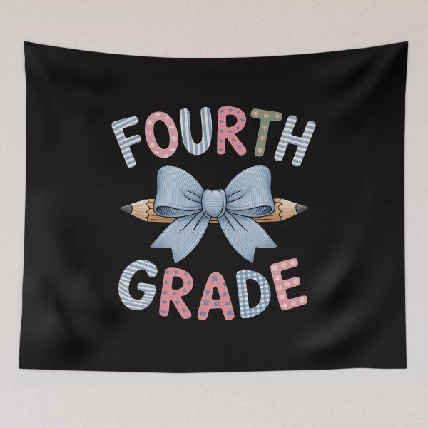 Item preview, Preppy Fourth Grade Teacher Blue Floral Coquette Pencil Bow designed and sold by jewellmeyers.