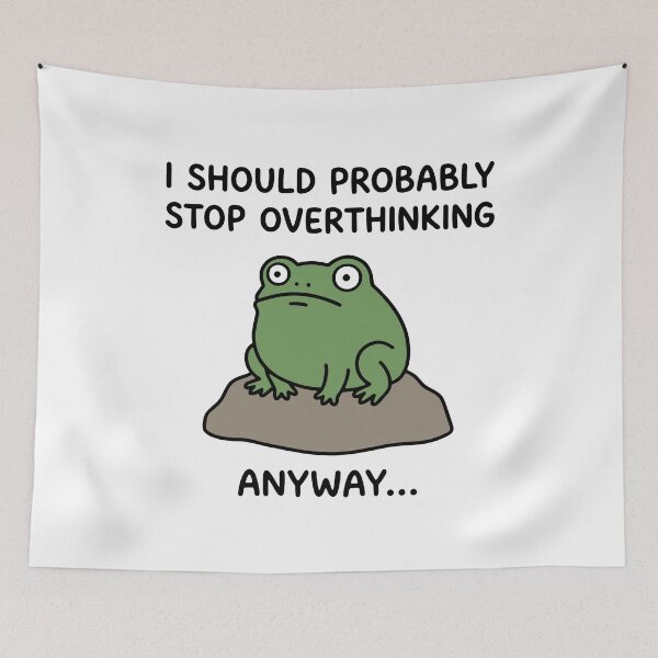 Item preview, Funny Overthinking Frog - Anxiety & Mental Health Humor designed and sold by gunaone-design.