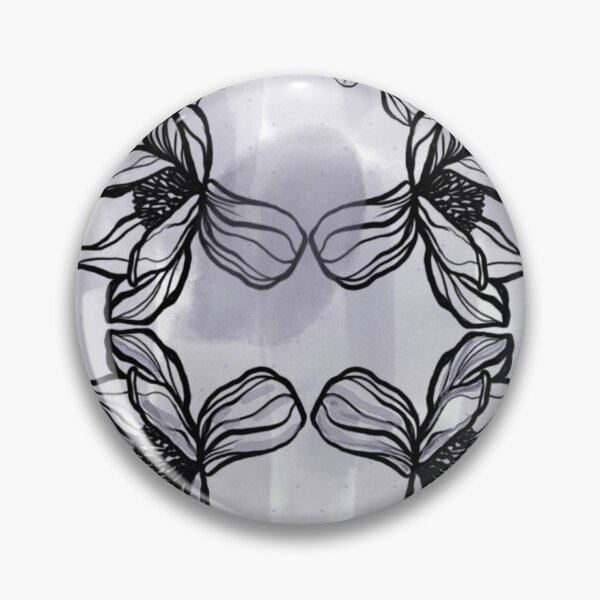 Artikelvorschau, Schwarz-weiße Blumen, botanische Illustration, minimalistisches Blumendesign, Tuschezeichnung, Blumenkreis, Wandbild, Kunstdruck entworfen und verkauft von PapiloArt.
