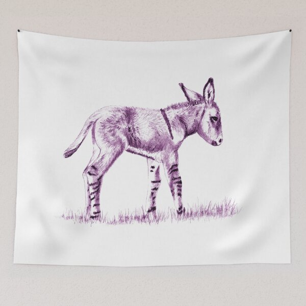 Item preview, Drawing of a standing donkey - purple colorized version designed and sold by SylvieG18.