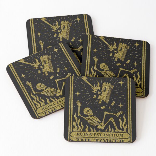 Item preview, The Tower Tarot Card – Ruina Est Initium | Skeleton Tower | Gothic Occult Vintage Illustration designed and sold by Youpiworld.