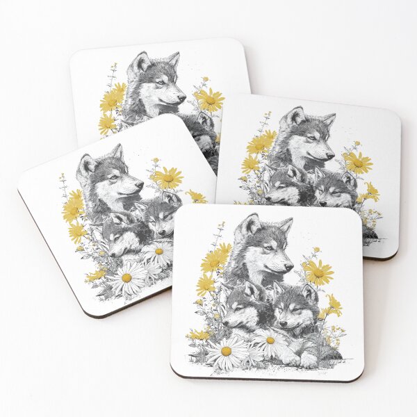 Item preview, Baby wolfs, Vintage style animals collection designed and sold by EnjoyFunGifts.